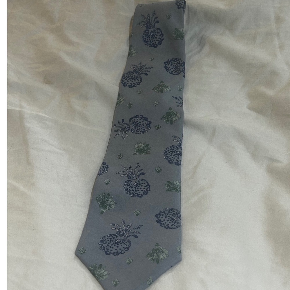 Tropicals by Tango Mens Light Blue Pineapple Print Silk Blend Necktie Tie